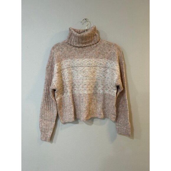 NWT American Eagle Light Pink Pattern Winter Pullover Turtleneck Sweater X-Small - Picture 3 of 5